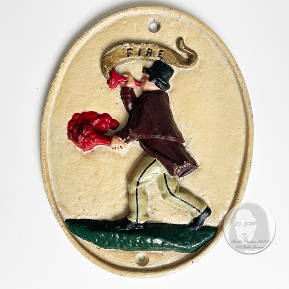 Firefighter Decor 2pc Set Fire Association Mark Plaques Home Decor Vintage - Picture 7 of 11